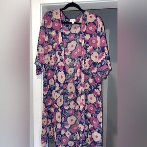 LuLaRoe Floral Kimono with Pink and Cream Accents